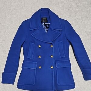 J. Crew Royal Blue Pea Coat with Gold Buttons